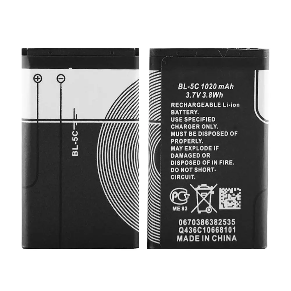 New phone battery replacement for Nokia BL-5C for Nokia 1100 1101 1112 1200 1208 1020mAh brand new 0 cycle