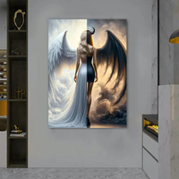 Usine en gros professionnel noir et blanc ange toile mur Art moderne créatif décoration murale cristal porcelaine impression