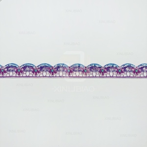 Pizzo in Poliestere Economico con Ricami Colorati, Bordure in Pizzo <span class=keywords><strong>e</strong></span> Paillettes, Produttore di Pizzo Africano - Product Image 3
