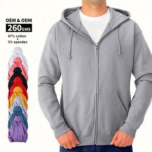 Autumn Men's Zipper <b>Hoodie</b> Soft Cotton Comfortable Knitted Pile Fabric Solid Custom Printing Embroidered Logo <b>Thin</b> Sweatshirt - Product Image 3