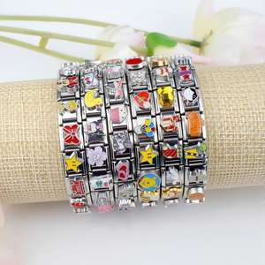 Pulsera de dijes italiana de acero inoxidable, elástica, DIY, con dijes de dibujos animados, a la moda - Product Image 4