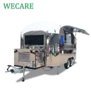 La migliore vendita di lusso in acciaio inox airstream mobile food truck completamente attrezzata mobile cucina rimorchio cibo per la vendita
