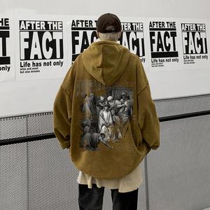 Cotton Washed Vintage Round Neck <b>Sweatshirt</b> for <b>Men</b> in Spring and Autumn, American Style Long Sleeved, 450 Pound Pure Cotton - Product Image 3