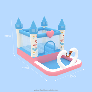 Château gonflable couleur bloc <span class=keywords><strong>rose</strong></span> blanc bleu avec ballon de trampoline et <span class=keywords><strong>piscine</strong></span> d'eau pour une utilisation intérieure ou extérieure - Product Image 3