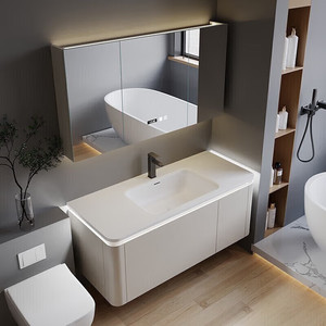 Solid wood bathroom cabinet combination light luxury simple bathroom cabinet smart backlight <b>mirror</b> cabinet - Product Image 3