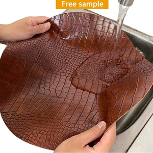 Custom Nordic Style Restaurant Table Decorative Recycled Crocodile Texture PU Table Mat <strong>Cream</strong> Leather <strong>Placemat</strong> - Product Image 3
