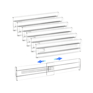 Diviseurs de tiroirs extensibles en plastique transparent épaissi, séparateurs organisateurs à longueur réglable pour armoire de cuisine, placard, étagère - Product Image 1