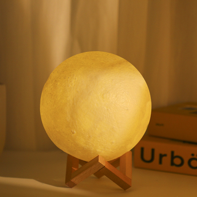 Newest Battery Powered Moon Night Lamp LED 3d Printing Light Stand Starry Lamp Bedroom Decor Night Lights Kids Gift Moon Lamp