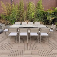 Table de terrasse et banc, mobilier d'extérieur, bureau rectangulaire en métal, tables en bois et plastique, ensemble de tables de restaurant multi-joueurs, grande table