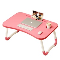 Bureau d'ordinateur portable avec pieds pliables et fente pour tasse Plateau de lit portable pour ordinateur portable Support pour ordinateur portable Support de lecture