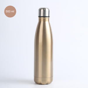 Borraccia Sportiva a Forma di Cola in Acciaio Inox 304 a Doppia Parete Isolata, <span class=keywords><strong>Colore</strong></span> <span class=keywords><strong>Oro</strong></span>, 500ml, per Palestra, Ciclismo, Viaggi - Product Image 1