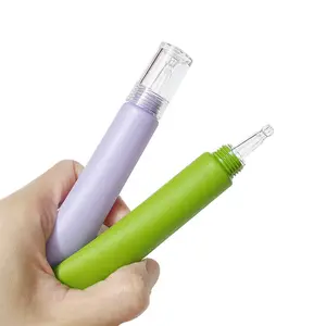 10ml 15ml 20ml Plastic White Clear Eye Cream PE Soft Squeeze Cosmetic Gel Tube with Long Nozzle Clear Dropper Applicator