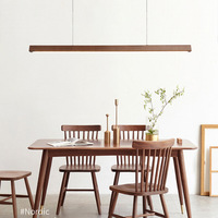 Luminaire suspendu moderne en noyer avec LED, lampe de plafond linéaire, longue bande, luminaires suspendus vintage, luminaire pour îlot de cuisine