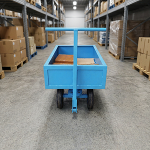 Blue Steel Hand Cart Utility <b>Trolley</b> Two Wheel Cargo Carrier for Warehouse Factory Moving - Product Image 1