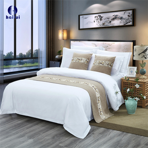 थोक लक्जरी 100% कपास होटल बेडरूम बिस्तर के बिस्तर को डुवेट कवर तकिया के साथ आंतरिक फिट शीट - Product Image 2