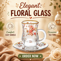Tasse à thé en verre Royal LB 110 ml, style arabe du Moyen-Orient, cadeau turc de luxe, avec motif, pour café et thé