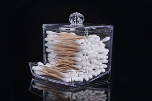Soporte de plástico para bastoncillos de algodón, cajas acrílicas con tapas, organizador de baño, tarro de Boticario de Qtip, contenedor transparente dispensador - Product Image 4