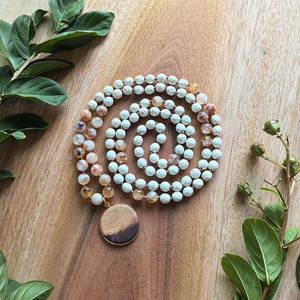 <span class=keywords><strong>Mala</strong></span> en citrine avec pendentif en onyx fleuri, 108 perles <span class=keywords><strong>de</strong></span> méditation nouées à <span class=keywords><strong>la</strong></span> main, collier <span class=keywords><strong>de</strong></span> yoga en cristaux <span class=keywords><strong>de</strong></span> guérison, cadeau JapaMala - Product Image 5