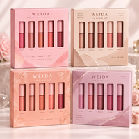 Boîte de gloss à lèvres en carton à marque privée, emballage cadeau cosmétique à cinq fenêtres