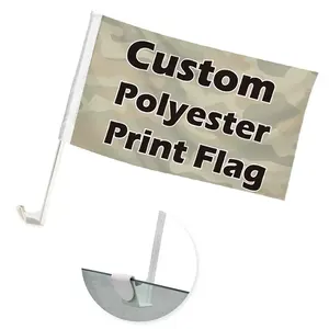 Sublimation Printing Custom Car Flags Window Clips Polyester Wholesale Blank Car Flag For Car Window