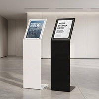 Tablero de Información Ergonómico de Acero Curvo sin Costuras, Tablero de Señalización Acrílico para Museos, Eventos, Bienvenida, Soporte de Exhibición con Pedestal