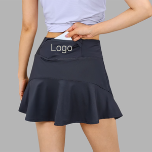 Short de gymnastique personnalisé en gros Vêtements de sport respirants de couleur unie avec poches Jupe de tennis pour femmes - Product Image 1
