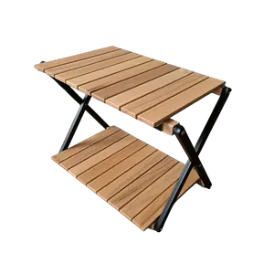 Folding Outdoor Camping Display Solid Wood Shelf Camping Shelf For Outdoor With Kitchen