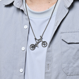 Collar con Colgante de Bicicleta de Acero Inoxidable, Joyería de Moda Unisex, Regalo con Colgante Temático, Diseño Geométrico K-PT587 - Product Image 2