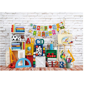 Fondo fotográfico para el regreso a la escuela, estantería vintage, pizarra, manzanas, fondo para fotografía, decoración de pancarta para fiestas, personalizable - Product Image 2