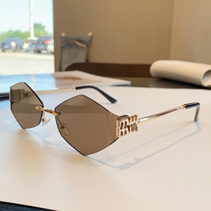 Rimless Diamond <b>Sunglasses</b> <b>Gradient</b> Lens UV400 Women Y2K Style Sun Protection Adult Fashion - Product Image 2
