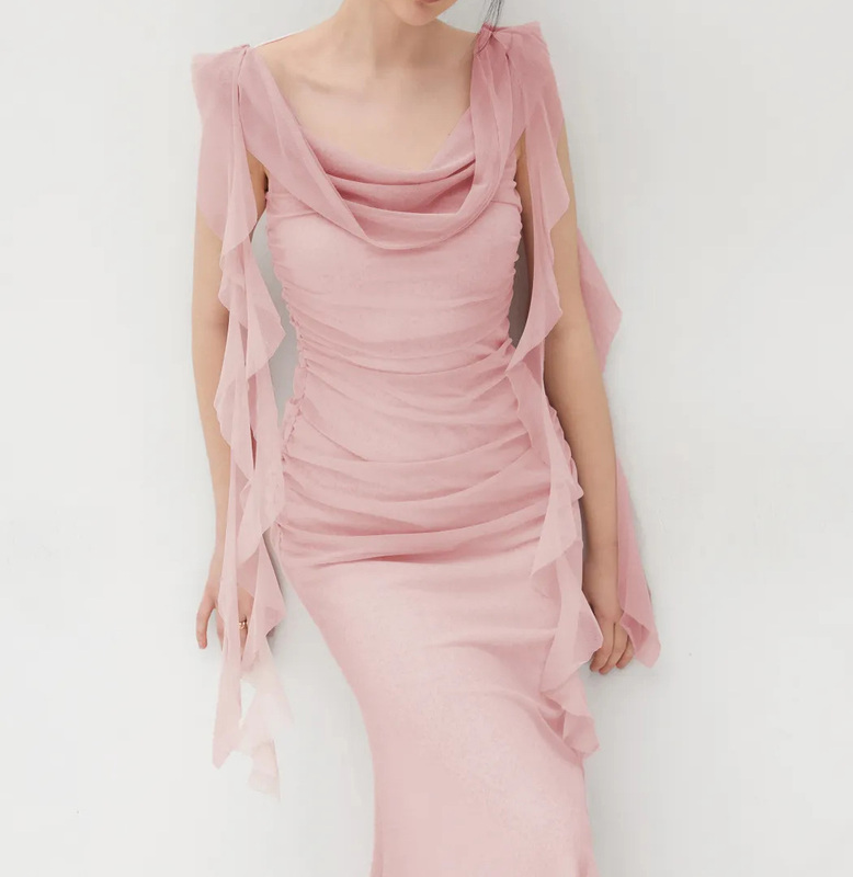 Blush Pink Sweet Summer Floral Chiffon