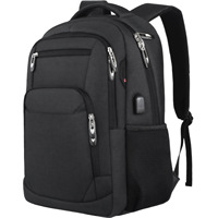 Mochila de poliéster impermeable minimalista unisex de gran capacidad para viajes y ocio, mochila para portátil de negocios con carga USB