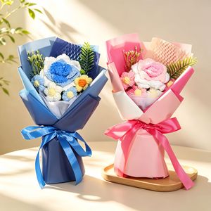 Bouquet de roses au crochet fait main avec du fil, décoration créative pour un cadeau de la Saint-Valentin, fleur artificielle haut de gamme - Product Image 2