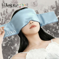 Masque de sommeil lesté en soie de mûrier 100% avec logo personnalisé, bande large enveloppante, sangle réglable à boucle et crochet