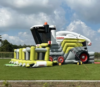 Château gonflable personnalisable pour événements ou location, avec toboggan, en forme de moissonneuse-batteuse agricole