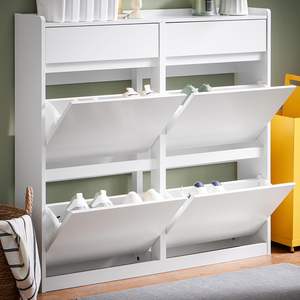 <span class=keywords><strong>Scarpiera</strong></span> stretta con 4 ripiani scarpa <span class=keywords><strong>cassettiera</strong></span> bianco larghezza ca. 98x95x19 cm - Product Image 4