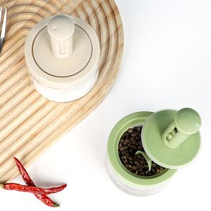 Customized Kitchen <b>Herb</b> & <b>Spice</b> <b>Tools</b> Unique Glass <b>Spice</b> Bottle Food Grade Round Cylinder with Retractable Plastic Spoon - Product Image 1