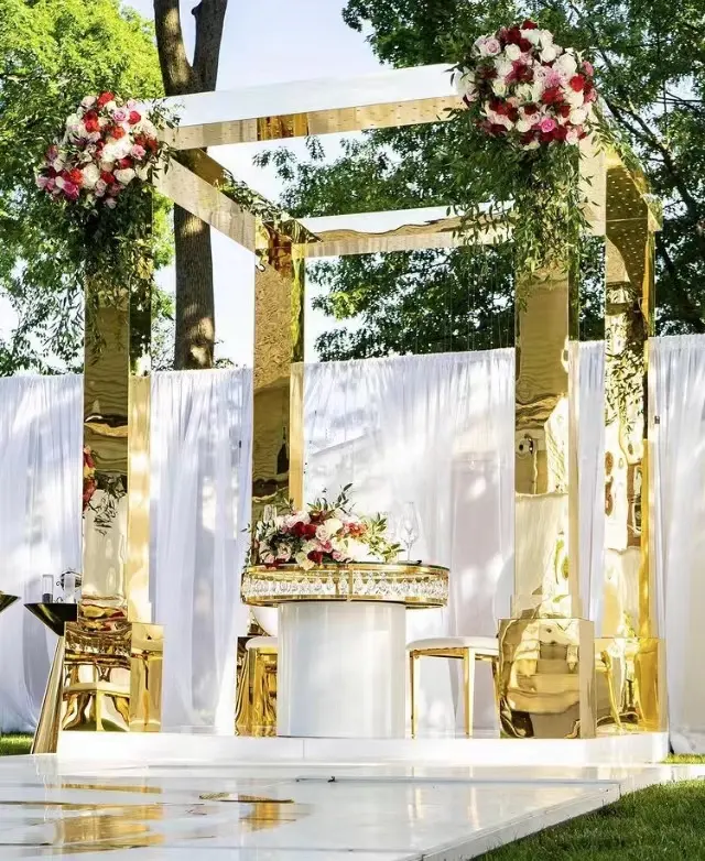 Arche de mariage en acrylique miroir doré, grande arche design, meubles à bascule