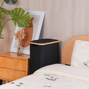 Đen hẹp Cán có thể gập lại giặt lưu trữ giỏ cản trở giặt <span class=keywords><strong>Hamper</strong></span> với bánh xe, mỏng giặt giỏ với xử lý - Product Image 4