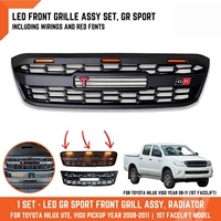 Grille avant de style GR Sport pour Toyota Hilux Vigo Champ 2005-2011 N70 Grille de radiateur en maille noire mate avec 3 lumières LED