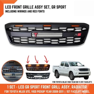 กระจังหน้าสไตล์สปอร์ต GR สำหรับ Toyota HILUX vigo Champ 2005-2011 N70ตะแกรงหม้อน้ำตาข่ายสีดำด้านพร้อมไฟ LED 3ดวง - Product Image 2
