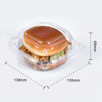 Boîte d'emballage alimentaire à emporter en plastique transparent PET personnalisée en gros, boîte à clapet jetable pour hamburger