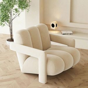 Sillón Individual <span class=keywords><strong>de</strong></span> Lujo para Sala <span class=keywords><strong>de</strong></span> Estar, Tapizado en Estilo Crema, Sillón <span class=keywords><strong>de</strong></span> Diseño para Relajación, Asiento Individual para Balcón o Dormitorio - Product Image 3