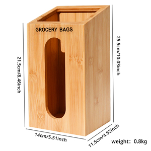 Soporte para bolsas naturales, dispensador de bolsas de basura de bambú de madera, organizador de plástico para cualquier sala de estar - Product Image 4