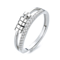 Bague rotative à micro-perles créative et tendance pour femme, bijou anti-stress et anti-anxiété en laiton plaqué argent, cadeau