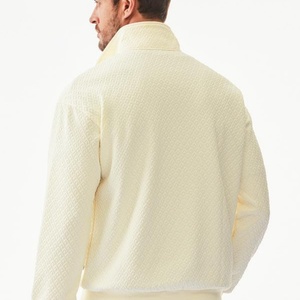 Sudadera cómoda para hombre con cremallera de un cuarto, cuello simulado, manga larga, textura geométrica sólida, estilo gofre - Product Image 2