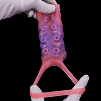 Poulpe en forme de silicone ouvert creux gode pour hommes couverture de pénis en cuir souple avec doublure épaisse et confortable porter pénis creux