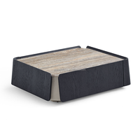 Luxe Moderne Bloc Carré Rectangle Salon Centre Thé Noir Table Basse Marbre Maison Table Basse