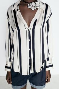 KP & ZA estiva abbigliamento Casual da donna nuovo stile europeo americano <span class=keywords><strong>camicia</strong></span> a maniche lunghe appesa in raso di <span class=keywords><strong>seta</strong></span> Versatile - Product Image 6