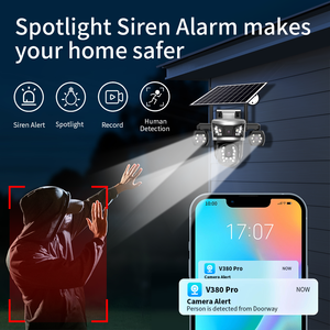 Caméra de sécurité solaire OEM AOV CCTV PTZ sans fil WiFi 4G avec carte SIM, 4 objectifs et enregistrement continu 24/7 pour la surveillance domestique et la protection des espaces sauvages - Product Image 6